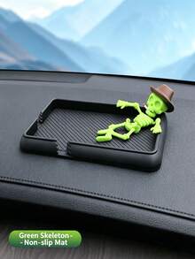 1pc Halloween Skeleton Car Dashboard Anti-Slip Mat, Creative Skeleton Phone Holder Pad, PVC Anti-Slip Storage Mat, 3 Colors Available, Car Interior Decor Accessory, Suitable For Phone, Keys, Coins And Small Items - Multicolor - View 8