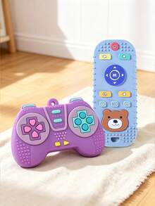 Bneseus 2pcs Silicone Game Controller Teether Toy And Bear TV Remote Teether Toy, Soft Silicone Material, Early Education Educational Teething Toy, Sensory Chewing Toy, Baby Silicone Teether, Perfect Gift For Newborns On Easter, Thanksgiving, Christmas - Teething Set - View 2