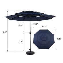 Aluminium 10ft 3 Tier Auto-Tilt (Khaki) (No Base) - 海軍藍 + 鋼色 + 花園與戶外 - 查看 10