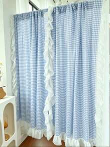 1PC Casual Minimalist Style Ruffle Sheer Curtain, Washable, Farmhouse Country Cottage Window Curtain, Suitable For Living Room, Bedroom, Balcony, Bay Window, Home Daily, Party, Gathering Decoration - Yellow and White (1pc) - View 9