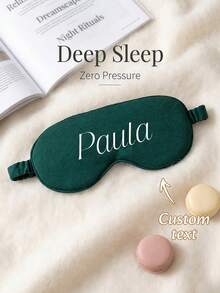 1pc Fashion Aesthetic Customized Eye Mask - Cute Personalized Details - Create Comfortable Rest Companion - Heartfelt Gift - Dark Green - View 2