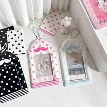 Polka Dot Mustache Card Holder 3inch Fan Photo Card Protector, Campus Card And Meal Card Storage Case With Pendant - C-multicolor - View 2