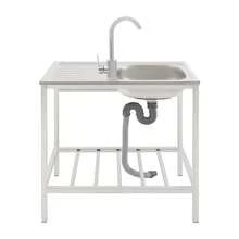 29.5*15.7*29.5 In Modern Silver Freestanding Rectangular Sink With Operation Countertop And Bottom Shelf - Silver - View 8