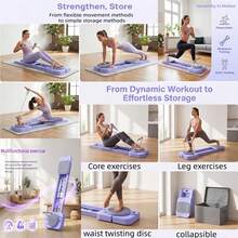 Agilithor Multifunctional Foldable Pilates Machine, Home Pilates Core Training Bed With Resistance Band, Compact Yoga Exercise Equipment To Sculpt Your Abs, Hips, And Legs. - Purple - View 5