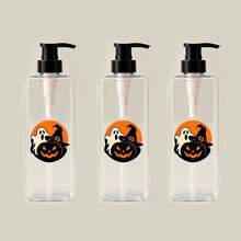 1pc/2pcs/3pcs 400ml Pumpkin And Ghost Cartoon Pattern Transparent Square Soap Dispenser, Refillable Shampoo, Body Wash And Conditioner Dispenser, Halloween Theme - Suitable For Halloween, Shower, Hotel, Kitchen Use - No Electricity Required - Clear - View 9