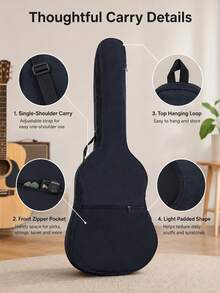 Folk Guitar Bag, Portable Guitar Bag, Musical Instrument Accessories, Adjustable Shoulder Strap Guitar Protective Case, Suitable For Daily Carry, Travel, Music Lessons, Outdoor Performances, Home Storage, Guitar Enthusiasts And Beginners Accessories Gift - Multicolor - View 4