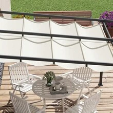Pavillon 3 X 3 Pergola Winddicht, Terrassenüberdachung Mit Verstellbarem Dach, Für Garten & Terrasse, Cremefarben On-Site - Cream White + Aluminum - View 8