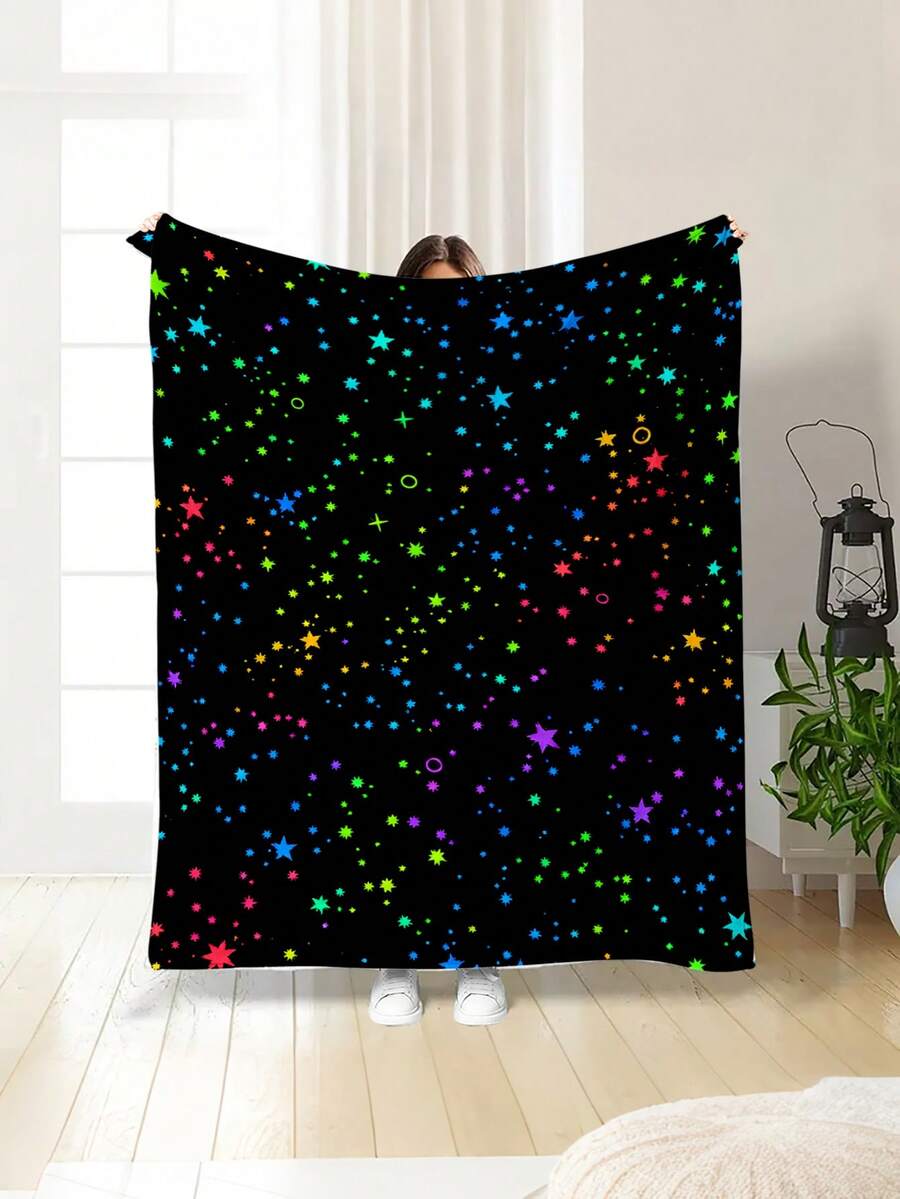 1pc Modern Style Soft & Comfortable Blanket, Minimalist Cool Design, Multi-Purpose Throw For Sofa, Bed, Outdoor Camping, Leisure, Home, Picnic, Travel, All-Season Comfort, 280gsm Polyester, Machine Washable - Multicolor - View 1