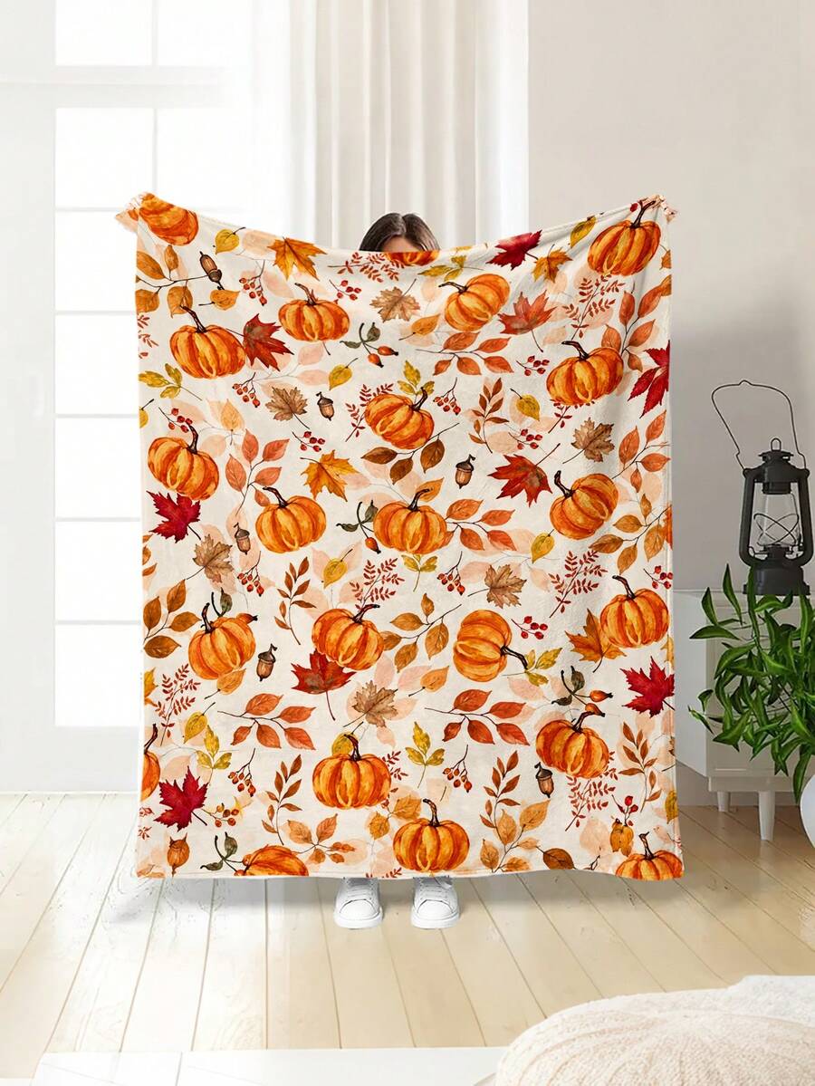 Minimalist & Elegant Floral Print Pattern, Outdoor Camping Leisure Blanket, Soft & Comfortable 280gsm Fleece Blanket, Multi-Purpose Blanket For Sofa, Bed, Home, Picnic, Travel, All Seasons, Modern Style, Polyester, Machine Washable - Multicolor - View 1