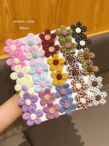 30入彩色花朵髮夾 日常裝飾用 - 彩色 - 查看 4