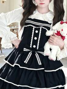 Women's Colorblock Cute Lolita Pinafore Dress, Suitable For Holiday Party And Performance Wear - Black - View 4