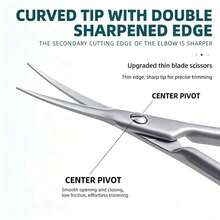 1pc Stainless Steel Ultra-Fine Curved Blade Nail Scissors, Multi-Function Precision Small Scissors For Beauty, Eyebrow Trimming, Eyelash Trimming, Nail Edge Trimming, Dead Skin Removal (One Size 1pc Textured Scissors) - Upgraded Version - View 3