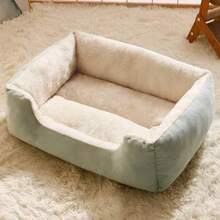 Thickened Plush Pet Bed Sofa - Non-Slip Rectangular Design, Multiple Sizes And Colors, Warm In Winter, Suitable For All Seasons, Soft Filling, Suitable For Small And Medium-Sized Dogs And Cats Sleep, Thickened Warm Square Pet Bed, Soft Plush Cat Bed Dog Bed, Small And Medium-Sized Dogs And Cats Home Sleep Mat, Soft Fluffy Plush Pet Bed, Warm And Comfortable Square Washable Pet Bed, Indoor Pet Sofa Bed, Suitable For Autumn And Winter - Multicolor - View 3