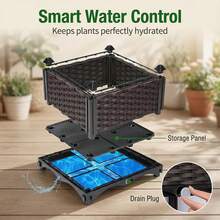 Elevated Garden Planter Box With Legs, Traditional Black Woven Plastic Container, Suitable For Outdoor Gardening, Can Grow Flowers, Vegetables And Herbs, Sturdy And Lightweight Elevated Garden Planting Tray, Multi-Functional Design - Multicolor - View 12