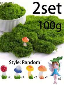 Artificial Moss + Mushroom Decor, Artificial Moss Micro Landscape, Lawn, Potted Plant Mushroom Root Decoration, Miniature Resin Sculpture, DIY Potted Plant Decoration Accessories Set - Multicolor - View 11