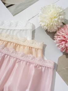 3pcs Plus Size Women's Vintage Court Style Lace Trim Sweet Comfortable Panties - Multicolor - View 4