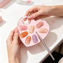 1pc Heart-Shaped 2-In-1 Fake Nail Display Board & Nail Color Palette, Acrylic Handheld Nail Sample Display Tray, Multi-Function Nail Color Palette, Nail Rhinestone & Glitter Storage Box - Multicolor - View 7