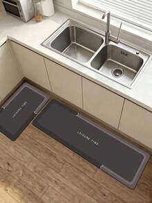 1 Pc Black And Gray Grid Pattern Kitchen Mat, 3.5 Mm Soft Rubber That Absorbs Water And Is Easy To Clean. Suitable For Corridors, Bathrooms, Living Rooms, Outdoor Door Mats, And Toilets. Useable Throughout The Year And For Various Holidays. - Multicolor - View 8