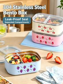 Kitchen Food Storage & Fresh-Keeping Box, Back To School Essential Large Capacity Lunch Box, Suitable For Adults, Equipped With Heat-Resistant Lid - Multicolor - View 2