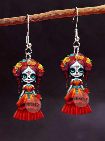 1 par de pendientes colgantes de Halloween, diseño divertido, lindo y juguetón, pendientes para fiesta de Navidad, Acción de Gracias, Halloween y Año Nuevo