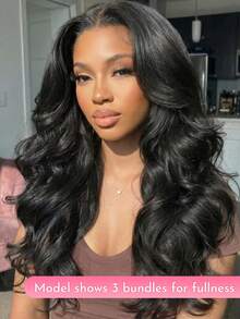 WOWANGEL 10A Brazilian Remy Hair Bundles, Raw Unprocessed Human Hair, Big Wavy Weft Hair, Thick Remy Virgin Hair Extensions, Natural Color, 30 Inch Human Hair Bundles - Natural & Black - View 4