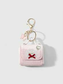Mini Coin Purse Keychain With Sweet Lace Bow Heart,Butterfly Charm Earbud Pouch Bag,Small Storage Wallet,Bag Pendant,For Change,Earphone,Coin,Lipstick - Multicolor - View 15