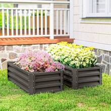 Hochbeet Metall 2er-Set, Offener , Für Garten Balkon, 110x50x30cm, Dunkelgrau - 1 - View 8