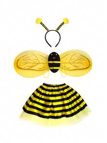 4pcs/Set Cute Bee Costume Set: Bee Dress + Headband + Bee Wings + Striped Socks, Perfect For Carnival, Festivals, Parties And Role Play, Halloween Cosplay - Multicolor - View 6