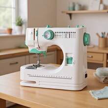 SMEGGEMS Portable Electric Sewing Machine, 12 Built-In Stitches With Detachable Extension Table, Twin Needle And Dual Thread Sewing, Reverse Stitch And LED Light For Home Repairs And DIY Sewing Projects - Mint Green - View 7