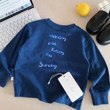 Boys' All-Match T-Shirt, New Autumn Style, Royal Blue Casual Versatile Top, Soft Handsome Pullover - Blue - View 2
