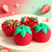 Cute Adorable 3D Printed Strawberry Dragon Egg Model Set Plastic Toy Ornament Desktop Decoration Sculpture Display Piece Holiday Gift - Multicolor - View 9