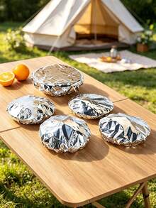 20/30PCS Kitchen Table Meal Aluminium Fum Foil Insulation Lid Freshness Cover, Elastic Mouth Bowl Cover Thermostat Cover, Round Thickened High Temperature Resistant, Easy To Clean And Reusable, Suitable For Family Kitchen, Camping Picnic - Multicolor - View 3