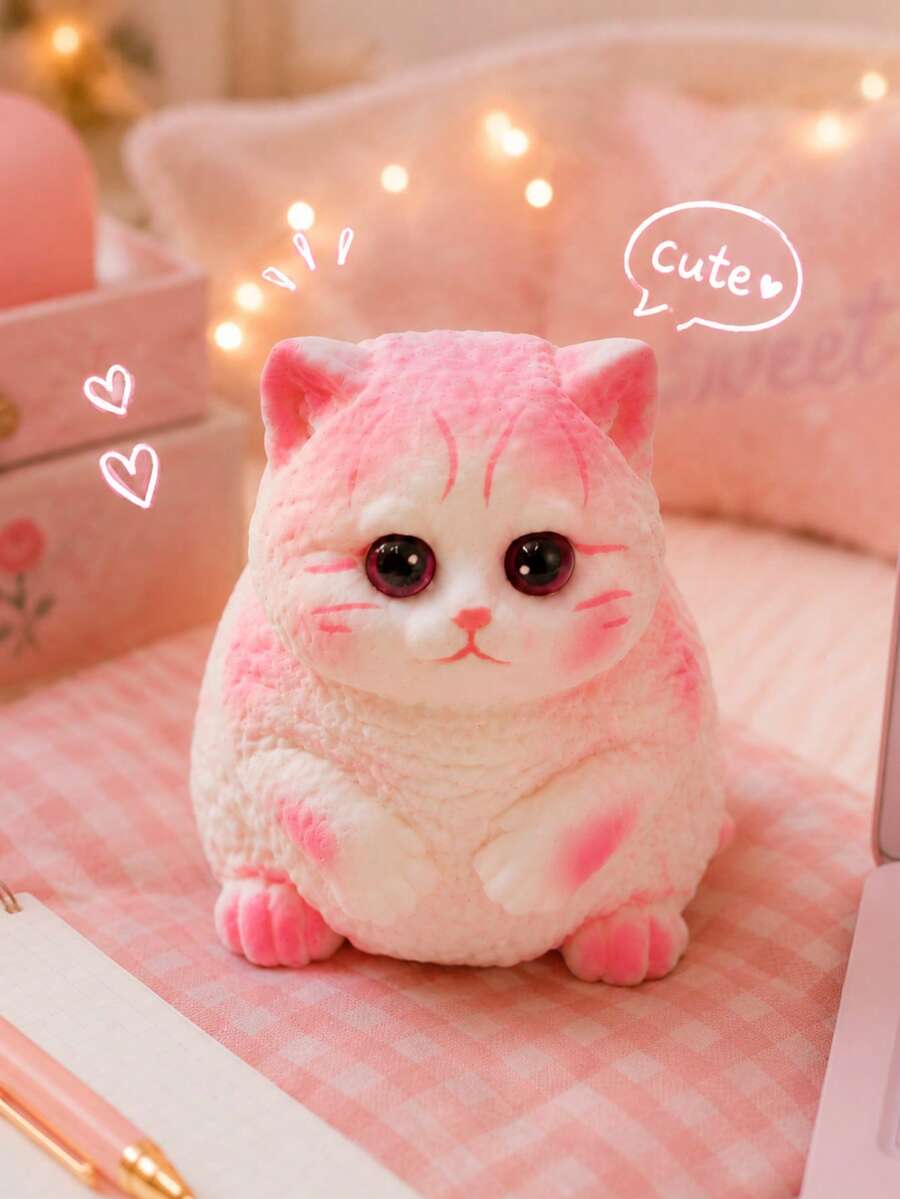 somoving Fluffy Cat Mochi Squishy Slow Rebound Tactile Stress Relief Fingertip Toy, Cute Mini Cat Figurine, Creative Classroom Reward And Holiday Surprise Gift, Suitable For All Ages - Multicolor - View 1