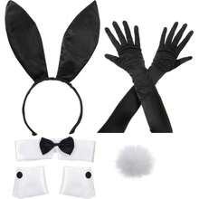 6pcs Zanmai Halloween Rabbit Costume Accessory Set (Women's) | Ear Headband, Cuffs, Tail And Gloves, Halloween Role Play Party Accessories - Multicolor - View 6