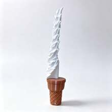 1PC,Spiral Extendable Prank Fidget Toy, 3D Printed Ice Cream Retractable Sword Toy, PLA Novelty Desk Toy, 11cm Straight & Curved Styles, Fun Party Prop & Gift - White - View 5