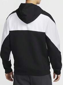 Nike Men's Color-Block Contrast Patchwork Fashionable Versatile Comfortable Sport Casual College Style Long Sleeve Hoodie - Black and White - View 2