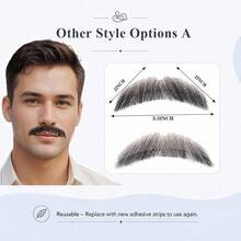 Hand‑Tied Human Hair Fake Mustache, Transparent Lace Base, Realistic Breathable Facial Hair For Cosplay Theater Party Halloween & Other Festivals - Multicolor - View 5