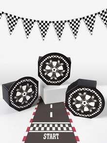 10/5/1pc Racing Tire Shaped Mini Gift Box, Black And White Checkered Flag, Boys Birthday Party, Candy And Cookie Favor Box, Racing Theme Gift Box Suitable For Racing Party, Birthday Party, Wedding Guest Return Gift, Birthday Dessert Packaging, Gift Box, Packaging Box, Party Supplies, Candy, Strawberry Cake, Room Decor, Home Decor, Wedding, Home Essentials, Camping Essentials - Multiple Styles - View 5