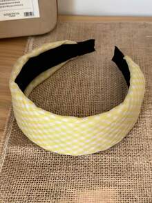 1pc Women's Vintage Plaid Padded Wide Headband, Checkered Pattern Fabric Hair Hoop, Sweet Avant-Garde Style Solid Color Hair Accessory, Suitable For Women And Girls - Multicolor - View 5