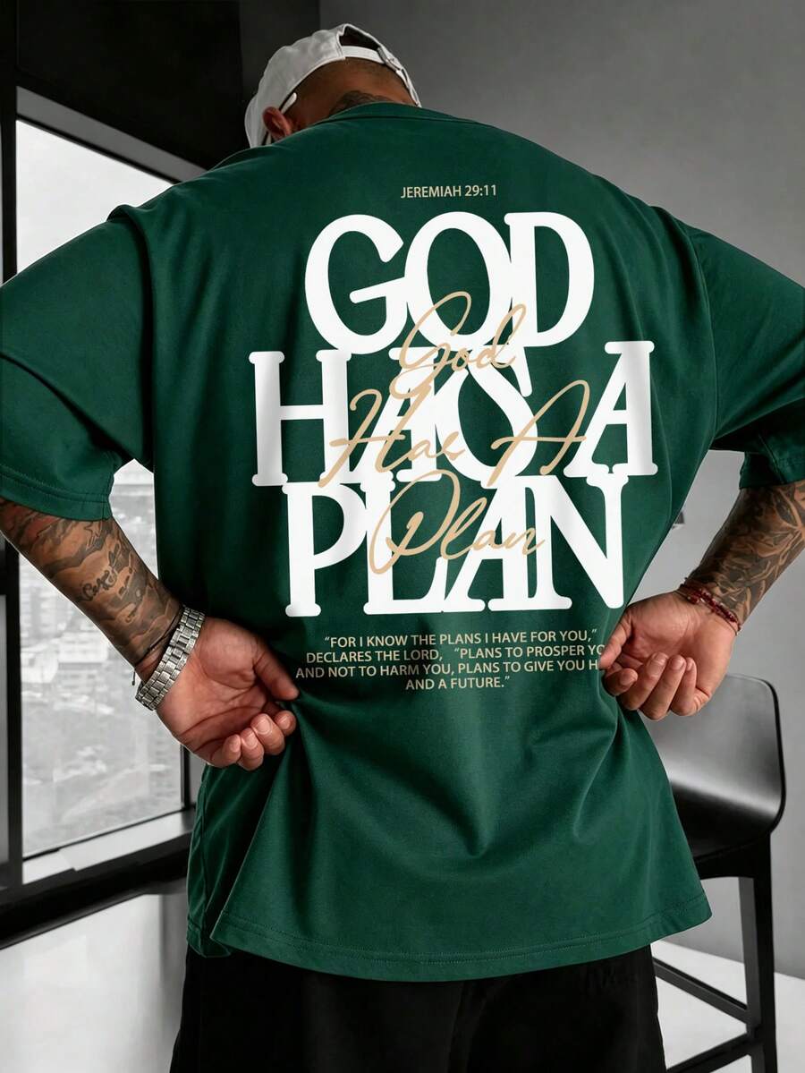 Kaos Lengan Pendek Kasual Unisex Musim Panas dengan Motif Berlapis dan Slogan Bahasa Inggris | Atasan Longgar yang Nyaman