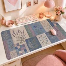 Grey Rose Patchwork Extended Mouse Pad, Cozy Quilted Garden Style Desk Mat, Soft Floral Pattern Computer Pad, Wide Keyboard Mat, Suitable For Country Style Office, Dorm, Laptop Setup, Handmade Decor, Gift, Non-Slip Rubber Bottom - View 7