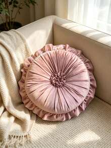 1pc/6pcs Solid Color Ruched Velvet Pumpkin Throw Pillow, Pleated Round Decorative Cushion, Soft Thickened Seat Pad, Floral Ruched Design, Elastic Filling For Pressure Relief, Suitable For Sofa, Windowsill, Bedroom Indoor Home Decor - Multicolor - View 17
