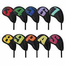 10 buah Pelindung Kepala Stik Golf, Pelindung Kepala Stik Besi Kulit Berbagai Gaya, Pelindung Kepala Stik Golf Berkualitas Tinggi/Penutup Stik Golf/Aksesoris Golf - Hitam - View 5