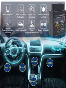 OBDII Bluetooth Car Scanner, Wireless OBD2 Automotive Diagnostic Tool, Check Engine Fault Code Reader & Clearer, Real-Time Live Data Monitor, Vehicle Information Reader, Plug & Play Car Diagnostic Scanner For Auto Maintenance - Black - View 4