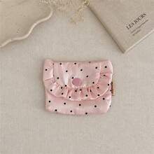 Ruffle Flap Coin Purse, Polka Dot Bow Card Holder, Travel Portable Earphone & Lipstick Storage Bag - Multicolor - View 14
