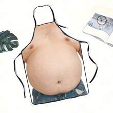 1PC Funny Beer Belly Print Apron - Realistic Abdomen Design, Durable Kitchen Apron, Suitable For Cooking, Brewing, Parties - Perfect Gift For Home Cooks And Beer Lovers - Easy To Clean Apparel, Holiday Kitchen Decor, Playful Kitchen Supplies, Sturdy And Affordable, Party Host Essential - Multicolor - View 9