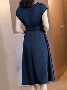 Women Midi Dresses - Navy Blue - View 4