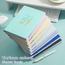 Sổ lịch tiếng Anh 2027 bìa cứng da nhân tạo, kèm 5 nhãn dán, bố cục theo tháng và Chủ nhật, nhật ký lịch mới: theo dõi tự kỷ luật, quản lý thời gian, phù hợp dùng cho văn phòng - Freestyle - Xem 10