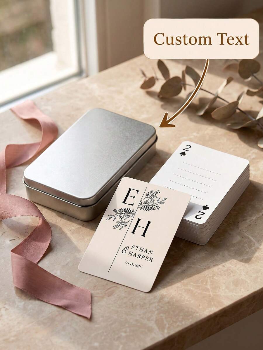 Personalized Custom Wedding Playing Cards Set (54pcs), Playing Card Family, Custom Text Gift For Wedding Guest Book Playing Cards, Reception Table Favors And Personalized Wedding Keepsakes, Personalized Wedding Playing Card Gift - Multicolor 1 - View 1