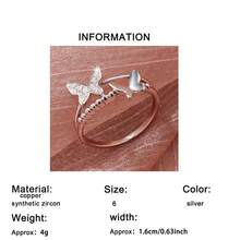 1pc Elegant Butterfly Starry Sky Synthetic Cubic Zirconia Ring, Suitable For Daily Wear, Birthday, Party, Perfect Gift For Christmas And Holidays - Silver - View 9